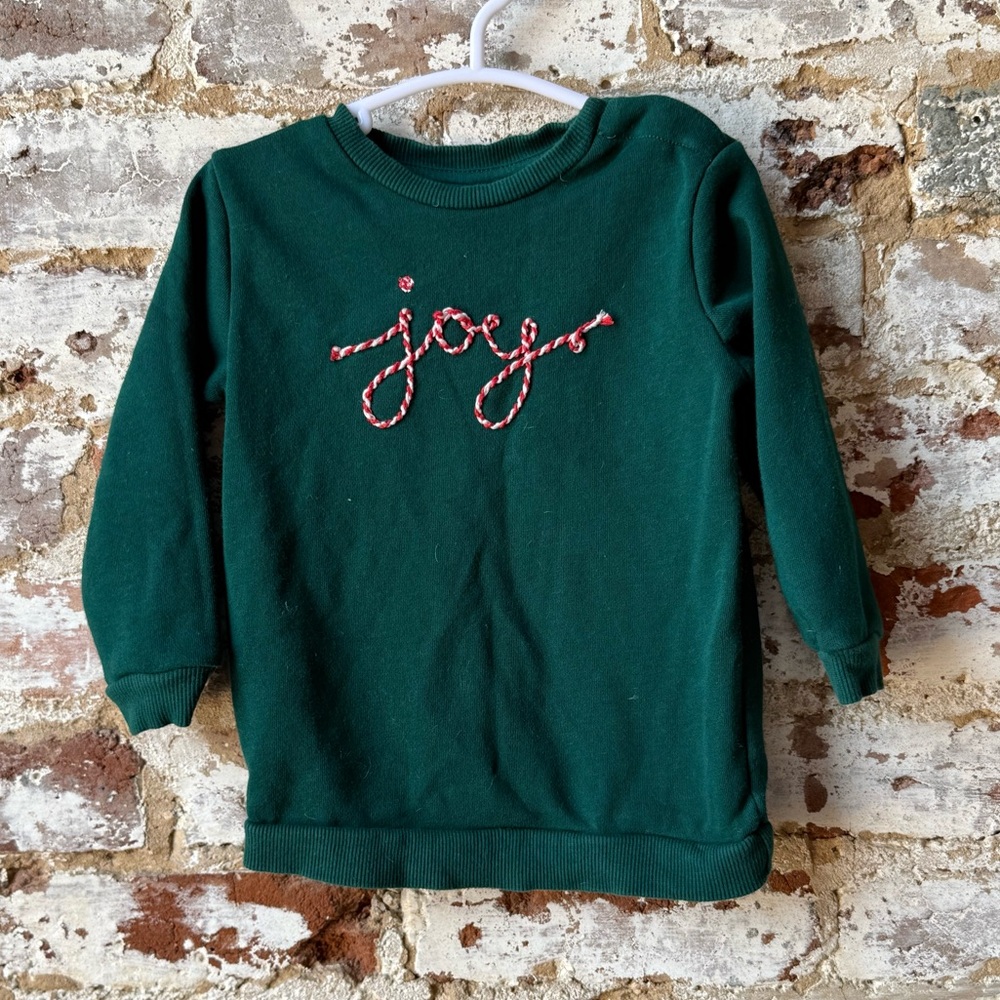 Green Kids Shirt with Joy Embroidery